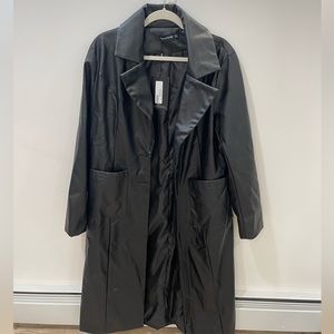 PLT faux leather trench coat